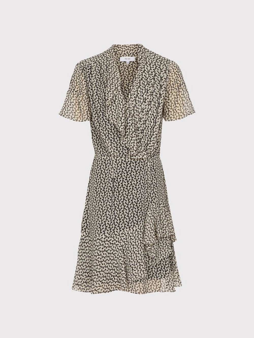 Reiss Paris Cream and Black Chifon Dress